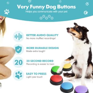 5 Pack-Dog Buttons for Communication Starter Pack,𝘿𝙤𝙜 𝘽𝙪𝙩𝙩𝙤𝙣𝙨 𝙏𝙖𝙡𝙠,Training Pet to Speaking Buttons,Speech Buttons with Words Voice Record Buttons,Push Buttons to Talk-Dog Gifts&Stuff