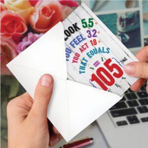 NobleWorks - Milestone Birthday Greeting Card with Envelope (4.63 x 6.75 Inch) - Age Equation-105 C2758MBG