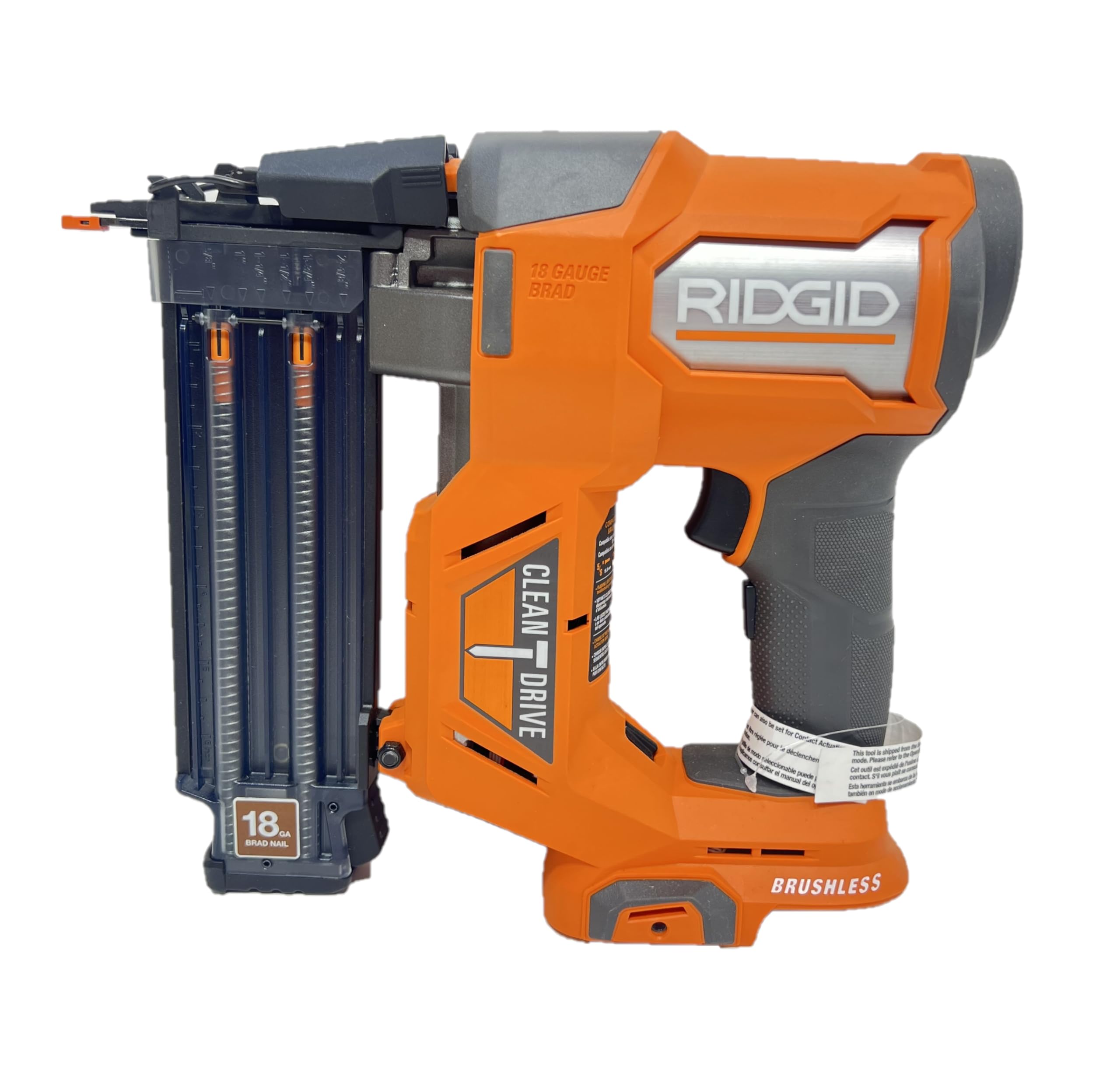 RIDGID R09891B 18V Brushless Cordless 18-Gauge 2-1/8 in. Brad Nailer (Tool Only) with CLEAN (Renewed)