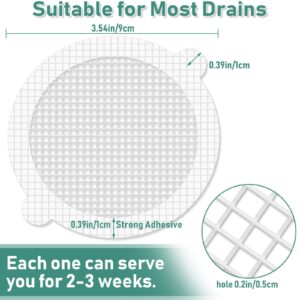 60 Pack Disposable Shower Drain Hair Catcher - Mckanti 3.54 Inch Disposable Hair Catchers Mesh Sticker Strainers for Shower Drain Bathroom Bathtub Kitchen Sink Washbasin Floor Drain Balcony Drain Hole