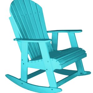 Phat Tommy Outdoor Rocking Chair - Adirondack Rocking Chair for Front Porch - Poly Outdoor Furniture - All Weather, Teal