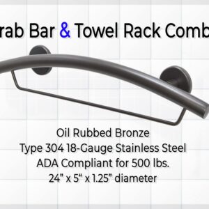 Curved Grab Bar and Towel Rack for Bathroom Shower Kitchen/304 Stainless/Oil Rubbed Bronze/ 24"x 5"