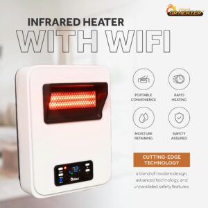 Dr. Infrared Heater Ecoheat Wall Hung or Wall Mounted Electric Space Heater, Dual System with Infrared and Fan Forced, Remote Control, 1500W, White