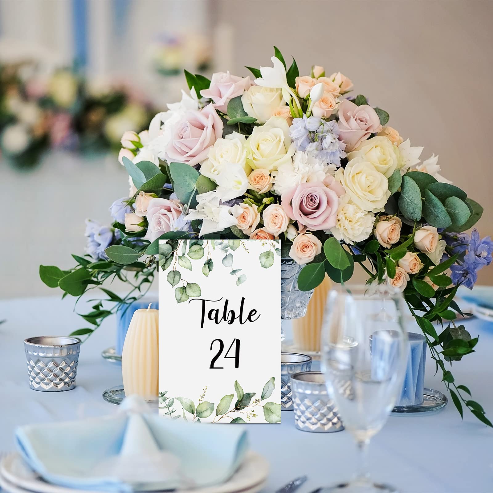 31 Pieces Wedding Table Numbers Cards 1-30 with Head Table Numbers Greenery Eucalyptus Table Cards Double Sided Party Table Numbers for Reception Baby Shower Anniversary Birthday Bridal Party