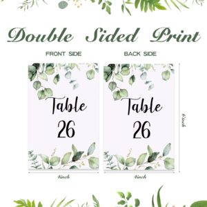 31 Pieces Wedding Table Numbers Cards 1-30 with Head Table Numbers Greenery Eucalyptus Table Cards Double Sided Party Table Numbers for Reception Baby Shower Anniversary Birthday Bridal Party