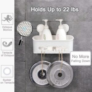 Shower Caddy Suction Cup 2 Pack Durable Shower Organizer Shower Shelf No-Drilling Removable Shower Basket for Bathroom Storage, Powerful Shower Suction Caddy for Shampoo, Conditioner, Max Hold 22lbs