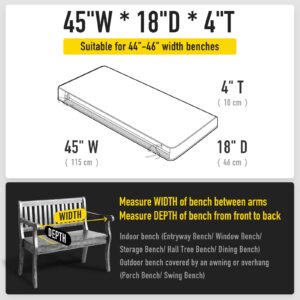 SUNROX DryFast Foam Outdoor Bench Cushion with DryMesh Drainage, All-Weather FadeShield Water Resistant Patio Furniture Cushions, Ultra Durable Low Maintenance Bench Seat Pads 45"x18" Cream