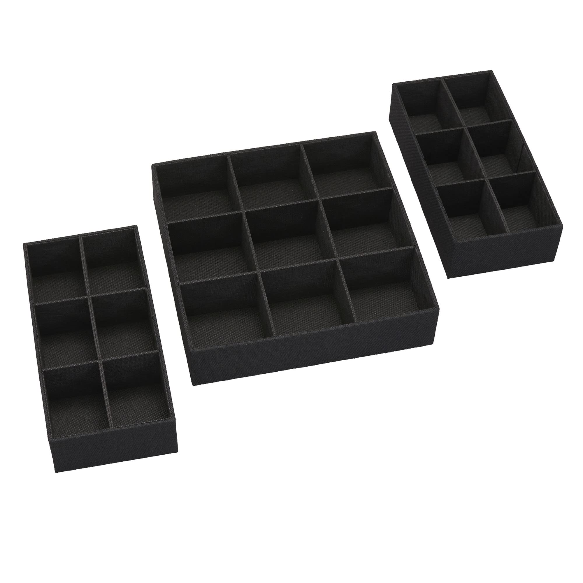 Household Essentials 3 Piece Starter Set, Black Drawer Organizer