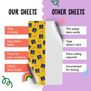 CENTRAL 23 - Funny Wrapping Paper - 6 Sheets of Gift Wrap - 'Happy Birthday Oldi' - Blue Yellow - For Husband Wife - Mom Dad - Recyclable