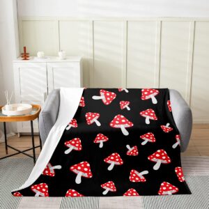 mushrooms fleece throw blanket for bed sofa couch,kids botanical plants flannel fuzzy blanket all season natural wild fungus bed blanket,nature lover gift room decor plush blanket baby 30"x40"