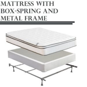 mattress comfort, 10-inch meduim plush eurotop pillowtop innerspring mattress & 8" wood box spring set with frame, twin