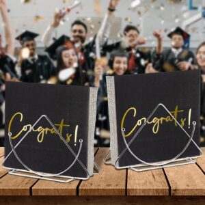 Congratulations Cocktail Napkins 50 Pack Gold Foil Congrats! Black Paper Napkins Party Supplies Disposable Bar Napkins Perfect for Engagement, Graduation, Baby Shower, Celebration Party 6.5'' x 6.5''