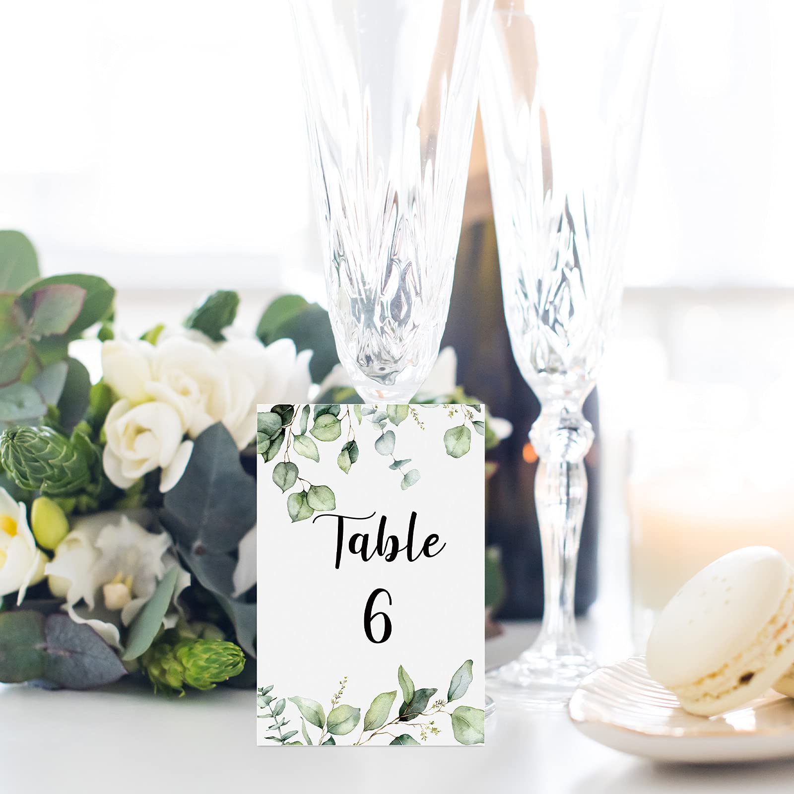 31 Pieces Wedding Table Numbers Cards 1-30 with Head Table Numbers Greenery Eucalyptus Table Cards Double Sided Party Table Numbers for Reception Baby Shower Anniversary Birthday Bridal Party