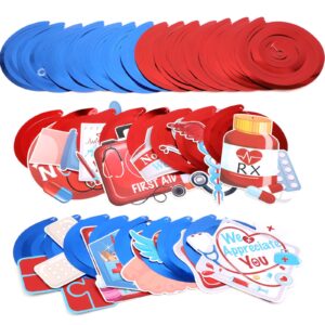 HOWAF Thank You Nurses Decoration Hanging Swirls - 30 Pieces Red and Blue Nurse Appreciation Week Party Decor - Medical Party, RN Party, Nurse Day, Happy Nurses Week Decorations