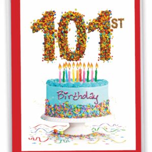 NobleWorks - Jumbo 101th Milestone Birthday Paper Card 8.5 x 11 Inch with Envelope (1 Pack) Oversize Jumbo Big Day 101 J2764MBG