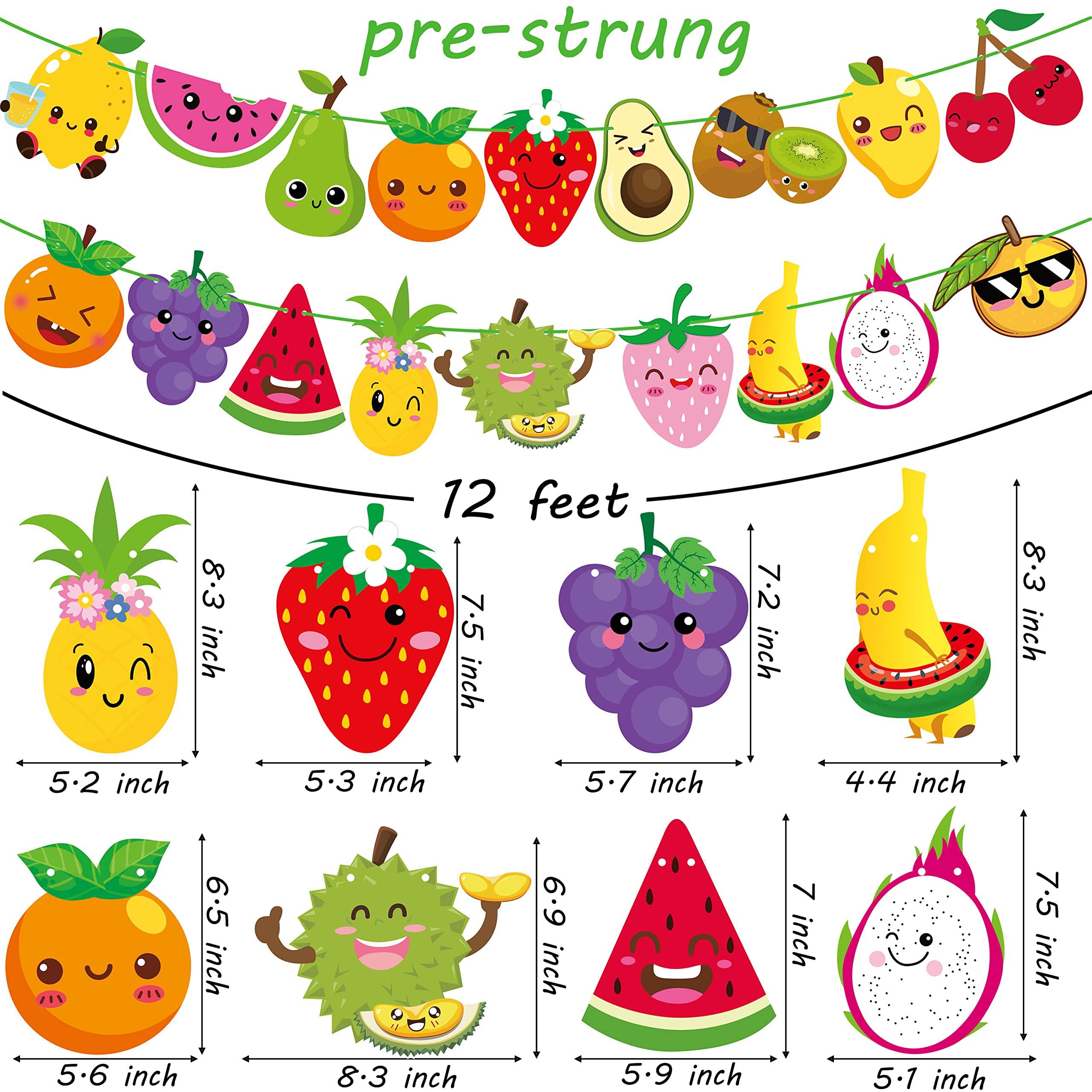 Fruit Theme Birthday Party Decorations Twotti Frutti Party Banner Cute Fruit with Smiling Face Patterns Garland for Summer Fruit Birthday Party Baby Shower Supplies