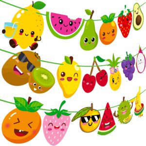 Fruit Theme Birthday Party Decorations Twotti Frutti Party Banner Cute Fruit with Smiling Face Patterns Garland for Summer Fruit Birthday Party Baby Shower Supplies