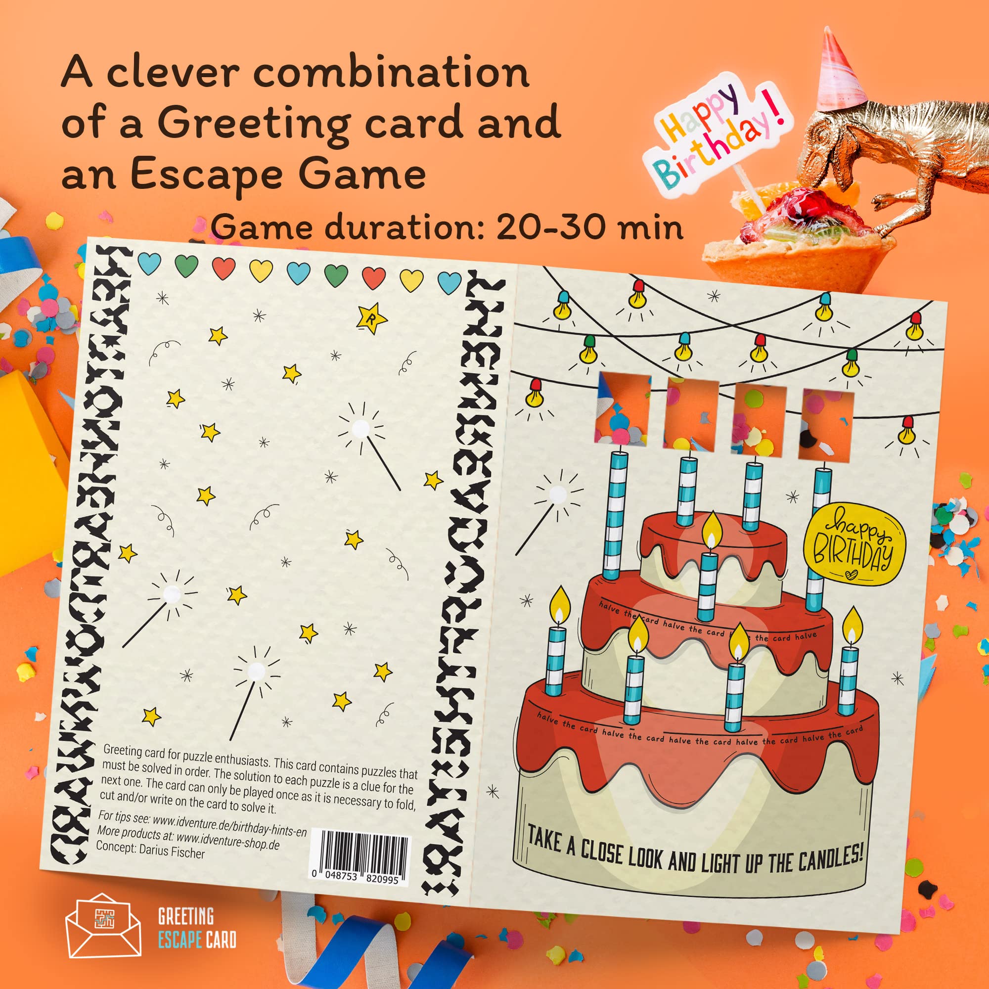 iDventure 3x set puzzle greeting Birthday cards for puzzle enthusiasts. Clever combination of Birthday card & Escape Room