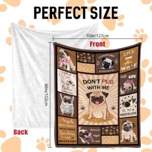 CIUGOIG Pug Dog Blanket Pug Throw Blanket Pugs in a Blanket for Pug Lovers Kids Boys Girls Adults 50"x60"