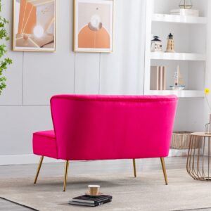 ZOBIDO Velvet Couch Modern Loveseat Sofa Twin Size Contemporary Sofas Upholstered Couch with Contemporary Velvet Upholstered Sofa Couch for Living Room and Bedroom (Rose red)