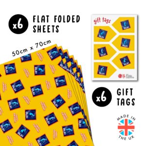 CENTRAL 23 - Funny Wrapping Paper - 6 Sheets of Gift Wrap - 'Happy Birthday Oldi' - Blue Yellow - For Husband Wife - Mom Dad - Recyclable