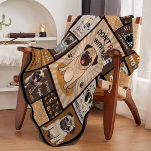 CIUGOIG Pug Dog Blanket Pug Throw Blanket Pugs in a Blanket for Pug Lovers Kids Boys Girls Adults 50"x60"