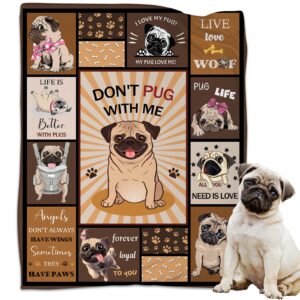 ciugoig pug dog blanket pug throw blanket pugs in a blanket for pug lovers kids boys girls adults 50"x60"