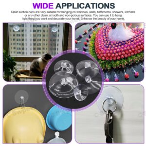 Swpeet 80 Packs 5 Sizes 1" 6/5" 7/5" 8/5" 9/5" Transparent Suction Cups Assortment Kit, Rubber Anti-Collision Shower Connectors Sucker Pad Hanger Pads Without Hooks