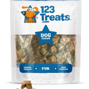 123 Treats Beef Lung Dog Tips Treat - All Natural Premium Jerky Chews for Your Dog (Beef Treats - Made in USA) 8 oz