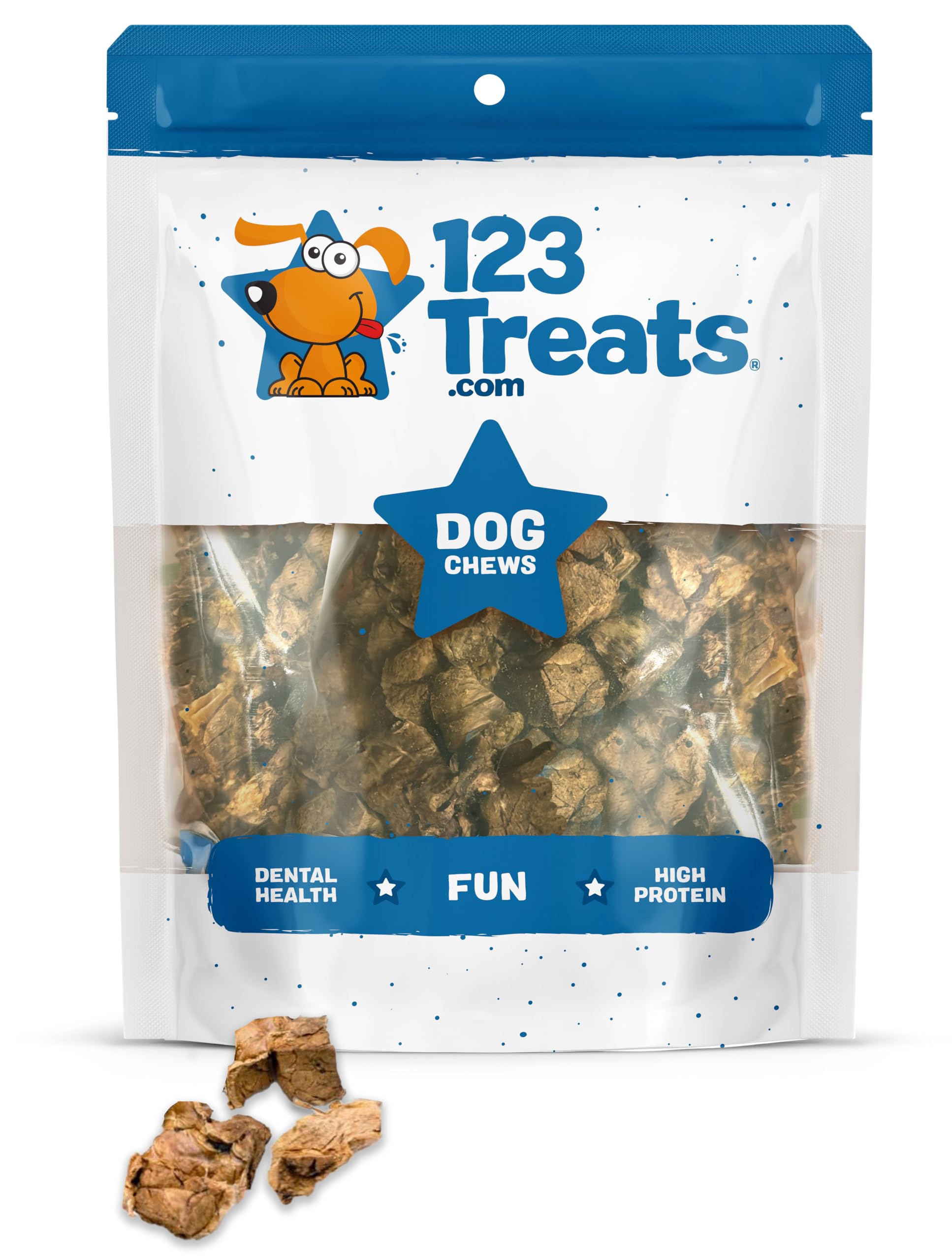 123 Treats Beef Lung Dog Tips Treat - All Natural Premium Jerky Chews for Your Dog (Beef Treats - Made in USA) 8 oz