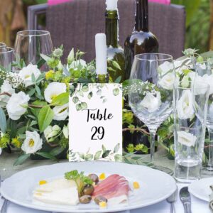 31 Pieces Wedding Table Numbers Cards 1-30 with Head Table Numbers Greenery Eucalyptus Table Cards Double Sided Party Table Numbers for Reception Baby Shower Anniversary Birthday Bridal Party