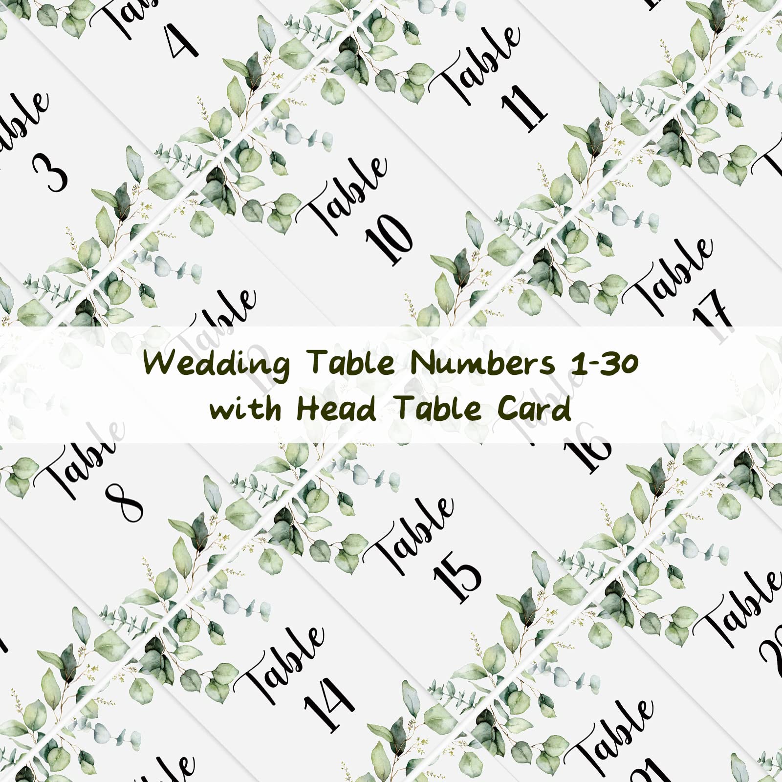 31 Pieces Wedding Table Numbers Cards 1-30 with Head Table Numbers Greenery Eucalyptus Table Cards Double Sided Party Table Numbers for Reception Baby Shower Anniversary Birthday Bridal Party