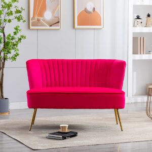 ZOBIDO Velvet Couch Modern Loveseat Sofa Twin Size Contemporary Sofas Upholstered Couch with Contemporary Velvet Upholstered Sofa Couch for Living Room and Bedroom (Rose red)