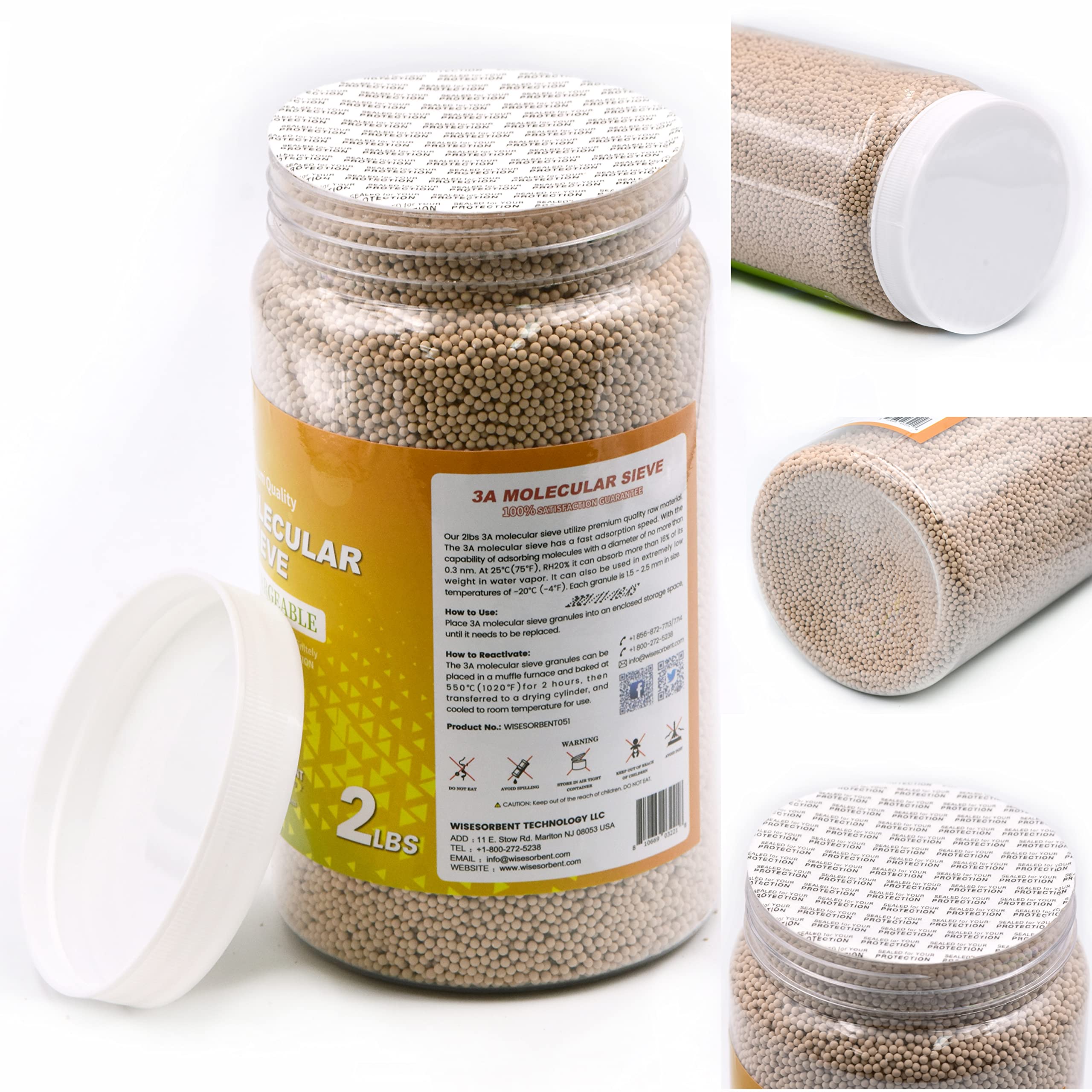 Wisesorb 2 LBS 3A Molecular Sieve Desiccant Beads, Dehumidifier Moisture Absorbers