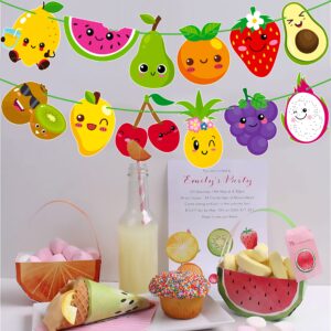 Fruit Theme Birthday Party Decorations Twotti Frutti Party Banner Cute Fruit with Smiling Face Patterns Garland for Summer Fruit Birthday Party Baby Shower Supplies