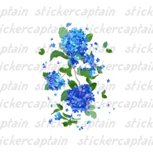 Blue Hydrangea Blooms Large Trash Can Decal (for 8 Gallon Trash cans and Larger)