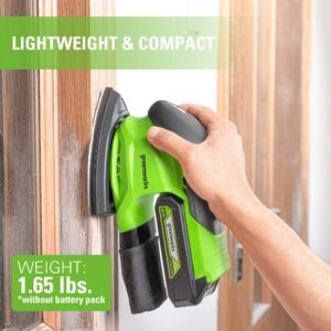 Greenworks 24V Finishing Mouse Sander 11,000 OPM Cordless with 2Ah Battery and Charger