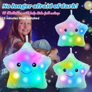 Cuteoy 13" Musical Green Star Plush Pillow Glowing Twinkle Night Light Stuffed Animal LED Toys Adjustable Volume Birthday for Girls Boys