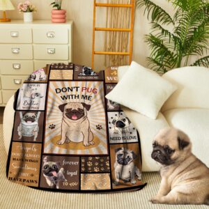 CIUGOIG Pug Dog Blanket Pug Throw Blanket Pugs in a Blanket for Pug Lovers Kids Boys Girls Adults 50"x60"