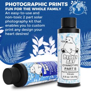 Bearly Art Cyanotype Kit - Sun - Solar Print Set for Photographic Printing on Paper and Fabric - 2 Part Sensitizer - Archival - Creates 32 8"x10" Prints on Paper and 25 on Fabric