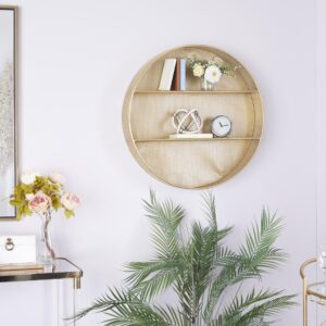 CosmoLiving by Cosmopolitan Metal Round 2 Shelf Wall Shelf, 28" x 5" x 28", Gold