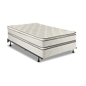 greaton, 12-inch medium plush double sided pillowtop innerspring mattress & 8" wood box spring set with frame, king