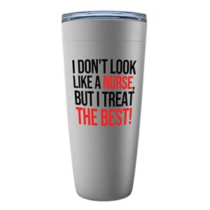 nurse stainless edition viking tumbler 20oz - i don't look like - labor clinical certified nursing assistant surgical emergency oncology practitioner