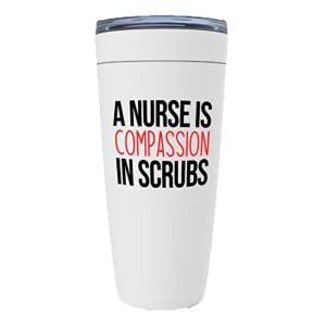 nurse white edition viking tumbler 20oz - a nurse is compassion - labor clinical certified nursing assistant surgical emergency oncology practitioner