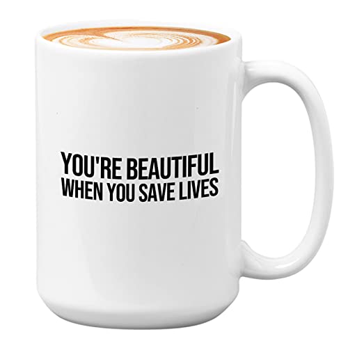 Bubble Hugs Nurse Coffee Mug 15oz White - You're Beautiful - Labor Clinical Certified Nursing Assistant Surgical Emergency Oncology Practitioner