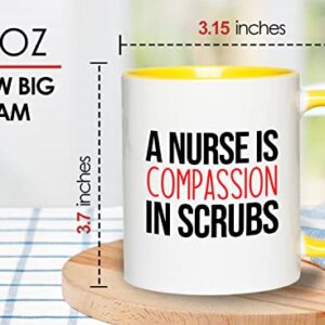 Bubble Hugs Nurse 2Tone Yellow Mug 11oz - A nurse is compassion - Labor Clinical Certified Nursing Assistant Surgical Emergency Oncology Practitioner