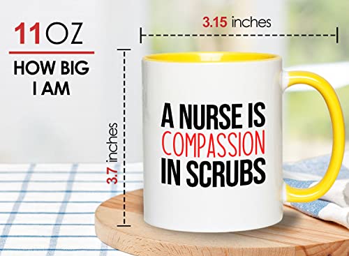 Bubble Hugs Nurse 2Tone Yellow Mug 11oz - A nurse is compassion - Labor Clinical Certified Nursing Assistant Surgical Emergency Oncology Practitioner