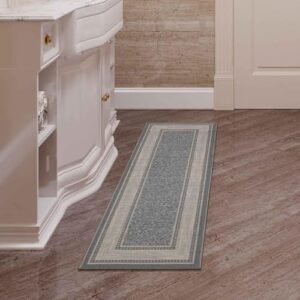 Ottomanson Ottohome Non-Slip Rubberback Bordered Design 3x10 Indoor Runner Rug, 2'7" x 9'10", Light Gray