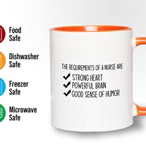 Bubble Hugs Nurse 2Tone Orange Mug 11oz - The Requirements - Labor Clinical Certified Nursing Assistant Surgical Emergency Oncology Practitioner