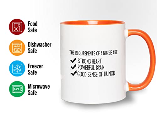 Bubble Hugs Nurse 2Tone Orange Mug 11oz - The Requirements - Labor Clinical Certified Nursing Assistant Surgical Emergency Oncology Practitioner